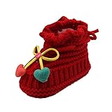 Tonsee 超可愛い ベビー シューズ 赤ちゃん ニットシューズ 暖かい ファーストシューズ (レッド)