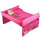 ONEDONE 折りたたみ チャイルドトレイ カーシート ベビーカー 撥水 簡易テーブル メッシュポケット付き (ピンク)