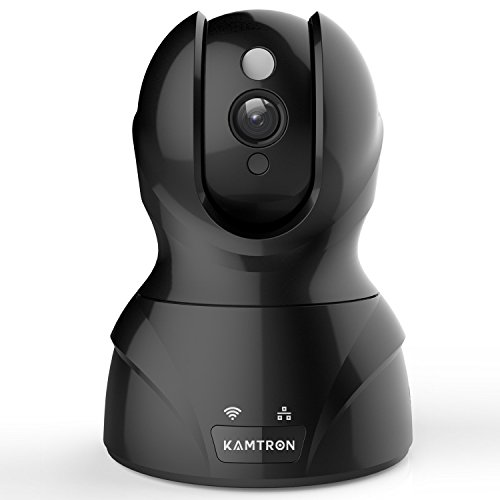 KAMTRON(カムトロン) ネットワークカメラ 高画質 100万画素 Wi-Fi対応 暗視撮影 マイク内蔵 アラーム機能 猫/ペット/赤ちゃん 見守り 日本語説明書付き 監視カメラ 防犯カメラ ワイヤレス ベビーモニター ブラック (ネットワークカメラ)