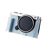 SIUTATDSH カメラハーフケース Panasonic Lumix S9用、ビンテージメタル本革インスタントカメラ保護ケース Panasonic Lumix DC-S9用ケース スタイリッシュ ポータブル 耐衝撃 (ブルー S)