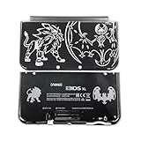 New3DSXL ハウジングカバー 外殻 太陽/月 交換用 3DS 3DSXL New3DS XL LL ハンドヘルドゲームコンソール用 エクストラDIY PKM 限定版 トップ/ボトム A E フェイスプレート アクセサリー, ブラック/ホワイト