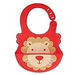 ange select ベビー スタイ 赤ちゃん 食事 シリコン エプロン 幼児 ポケット付き ビブ (ライオン)