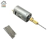 ROOH-Mini 12V Motor Micro DIY Electric Hand Drill PCB Press Drilling & 16pcs 0.8mm-1.5mm Twisit Dril