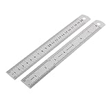 uxcell　2個入 定規　ストレートルーラー 20cm長 　両面　ステンレススチール　ストレートエッジ　測定ツール