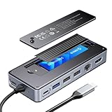 M.2 SSD 外付けケースー付きUSB Cハブ、ORICO 8-in-1 USB-C ドッキングステーション、10Gbps USB 3.2 Gen2 M.2 NVMe/SATA 両対応ケース、サポート4K@60Hz HDMI、100W PD, イーサネット -OM28PR