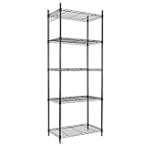 Hapilife メタルラック オープンシェルフ 5段 ポール径19.1mm 幅60×奥行35×高さ150cm 塗装仕上げ ブラック