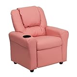 Offex OF-DG-ULT-KID-PINK-GG Contemporary Vinyl Kids Recliner with Cup Holder and Headrest, Pink [並行輸
