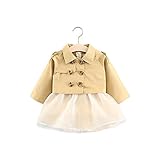 ベビー服ワンピース 子供服 女の子 Pojour 長袖ドレス 可愛いコート2セット 秋冬 オシャレ 通園 発表会 旅行 記念日 プレゼント 黄色