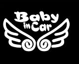 ノーブランド 白 Baby In Car 羽 ステッカー オシャレ キュート系 キッズインカー こどもが乗っています kids in car