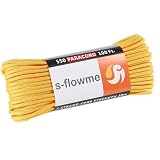スフローム(s-flowme) パラコード 7芯 4mm x 30m 耐荷重 250kg クラフト テントロープ アクセサリー ブレスレッド アウトドア キャンプ テント タープ 用固定用紐 ガイロープ ロープ A26 ブライトイエロー