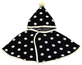 アンナニコラ 水玉ジャガードニット マント 50-70cm ブラック AN-6 C89 日本製