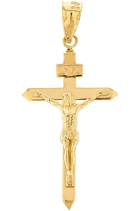 Solid 14k Yellow Gold Catholic Jesus 