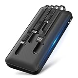 2024業界新設計 モバイルバッテリー 大容量 20000mAh 急速充電 4ケーブル内蔵 最大2.1A出力 スマホ充電器 LCD残量表示 