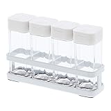 山崎実業 塩 コショウ 入れ 調味料スタンド スパイスホルダー スパイスボトル&ラック タワー 4個セット ホワイト 3345