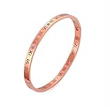 MURTOOムートー45MM316Lサージカルステンレスアレルギー対策ローマ数字の彫刻Czダイヤモンド入りブレスレット さくらピンク