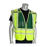 This Product is ANSI 207 Public Safety Vests - Green No LOGO Clear Pockets^Provides greater safety^T