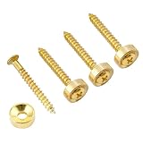 LvYiLinggg ギターネックジョイントブッシングセット 4個入り ゴールド ネジ付き エレクトリックギター/ベース用 ギターパーツ