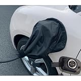 FALOFALO EV ポートカバー 電気自動車 充電ポート カバー 二重リング 強力マグネット 防水素材 マジックテープで取り扱い簡単 (ブラック)