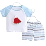 Elfin Park ベビー服 子供服 上下セット 半袖 Tシャツ パンツ セットアップ 男の子 女の子 夏 可愛い ブルー 130