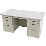 スチールデスク オフィスデスク 両袖 引出し付き 事務机 システムデスク ワークデスク W140×D70×H70 W1400×D700×H700 グレー 470