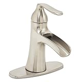 Speakman sb-1211 CaspianクロムWaterfall単穴浴室の蛇口 – シングルハンドルバスルーム蛇口withポップアップドレイン 1.2 GPM SB-1211-E-BN 1