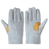 シモン　牛床革手袋【革手袋】（内縫い・床革当て付き・10双入り）《002-107BH銀当付》