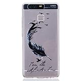 Huawei P9 ケース カバー, UNEXTATI 高品質 TPU 超薄型 柔軟 保護カバー ケース 液晶保護 脱着簡単 耐衝撃 軽量 Huawei P9 用 ケース Case (P15 ブラック