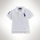 ポロラルフローレン ビッグポニー&ナンバー 半袖ポロシャツ ホワイト×ネイビー (男の子12～24か月用) 12M [並行輸入品]
