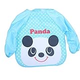 SOKDO Children Kids Waterproof Long-sleeved Smock Apron Bib for Eating and Painting Blue Panda by SO