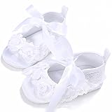 ベビーシューズ　ベビー靴　レース　柔らかい　歩行練習　プリンセス　可愛い　花　素敵　ソフト　春夏秋 (M, ホワイト)