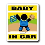 わーるどくらふと BABY IN CAR 野球・ソフトボール キャッチャーバージョン ステッカー （きいろ）