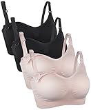 iLoveSIA (アイラブシア) マタニティ ブラジャー 2Wayオープン 授乳 ノンワイヤー 4枚セット 黒+黒+ピンク+ピンク M