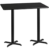 StarSun Depot 30インチ x 60インチ 長方形 ブラック ラミネートテーブルトップ 22インチx 22インチのバー高さテーブルベース 幅30インチ x 奥行き60インチ x 高さ43.125インチ