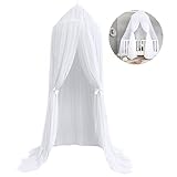 蚊帳 天蓋 カーテン 虫除け 可愛い円形蚊帳 ロマンチック お姫様 気分 吊り下げタイプ 取り付け　収納便利 部屋飾り 子供部屋カーテン 5色 蚊帳カーテンカバーホームベッドルーム(白色)