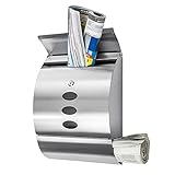 壁マウントメールボックスwith Retrievalドア&新聞Roll & 2キーステンレススチール
