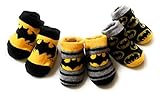 DC Comics Batman Baby Booties Set , 3 - Pack , 0 – 6か月、イエロー、ブラック&グレー