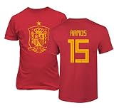 スペインTCAMP 2018 National Soccer # 15 Sergio Ramos世界選手権のメンズTシャツ Youth Large レッド