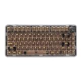OUSEITECH BK920 ゲーミングキーボード 透明キーボード ノブ付き RGB ホットスワップ対応 75%配列 メカニカル BT5.0/2.4G/USB-C ワイヤレス 透明キーキャップ 80キー テンキーレス Windows/Mac/Android対応 リニア軸 (ブラック)