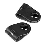 Dolity PUレザー　USBケーブル　ヘッドフォンコード　オーガナイザー　固定ラップ　2ピース　携帯型　多機能　全7色 - ブラック