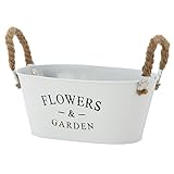 不二貿易 ガーデン フラワー  ブリキ バケツ オーバル Sサイズ ホワイト 24071
