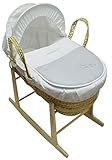 Beautiful Moses Basket With Natural Rocking Stand Grey My Little Star Palm by For-your-Little-One