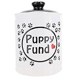 Cottage Creek 犬用ギフト ラウンド セラミック 子犬 ファンド ジャー / 犬愛好家 ギフト 犬 ママ 犬 お父さん 犬 貯金箱 [ホワイト]