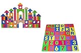 Verdes Wood Grain Foam Blocks (100 Building Blocks) and Verdes ABC's & 123's Foam Puzzle (36 Tiles) 