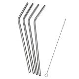 Bleaf® ステンレス鋼製 スムージーワイドストロー 4 本入り