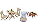 Calico Critters バブルブルブルック エレファント ガールズ バーベキュー ピクニックセット ドールハウス プレイセット フィギュアとアクセサリー付き