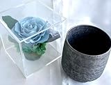 有田焼香酒盃とスモーキーブルーの薔薇のプリザーブドフラワー