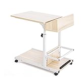 昇降式サイドテーブル 木目調 キャスター付き 小物入れ付 EA-ST04AC-NWD ナチュラルウッド