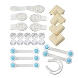 ベビー安全キット( 25個セット) – 4フォームコーナーbumpers|10クリアコーナーprotectors|10キャビネットロック& straps|1ドアストッパー – 簡単なインストールwit