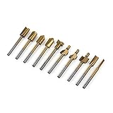 10ピース/セット1/8 "3ミリメートルhss titaniumコーティングされた木工ルータービット木材カッターフライスfitsロータリーツールセット