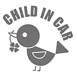 imoninn CHILD in car ステッカー　【シンプル版】　No.02　コトリさん　（シルバーメタリック）